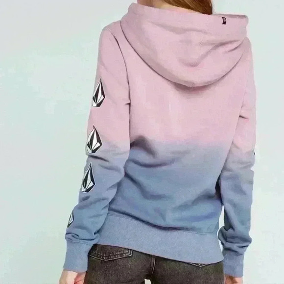 VOLCOM Vol Stone Tie Dye Womens Pink & Blue Hoodie - Picture 2 of 6